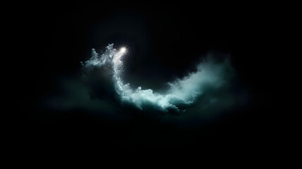 Mysterious celestial event, ethereal clouds against a dark void