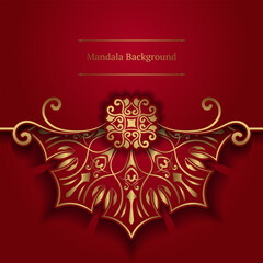 Red background with gold mandala ornaments
