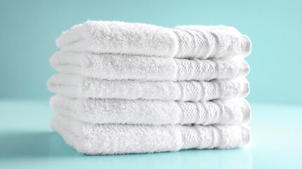 Clean white towels folded perfectly a luxurious spa ambiance isolated on a bright background