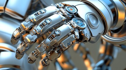 Obraz premium Futuristic Robotic Hand Advanced Technology and Precision Engineering in a HighDetail Mechani