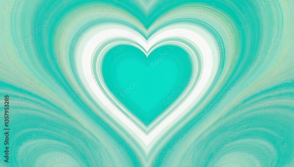 Poster vibrant turquoise heart design with swirling patterns creating a soothing and artistic background