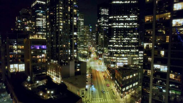 Night Cityscape Aerial Background Downtown Seattle Washington