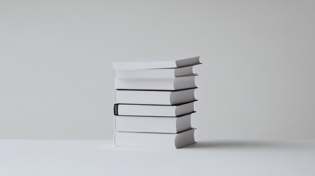 Stack of White Books on a Minimalist Background  Ideal for Education Knowledge and Study Con