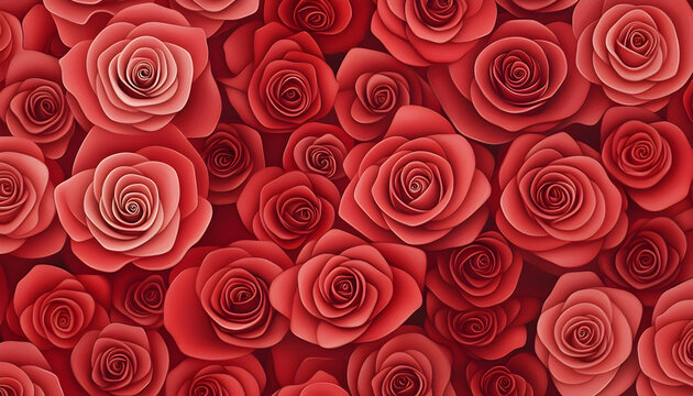 Naklejki Dense pattern of layered, red roses