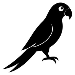 macaw bird black silhouette vector, Simple silhouette Design vector icon with white background. Wild bird