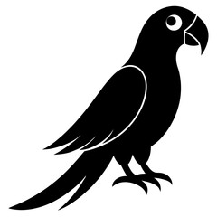 macaw bird black silhouette vector, Simple silhouette Design vector icon with white background. Wild bird