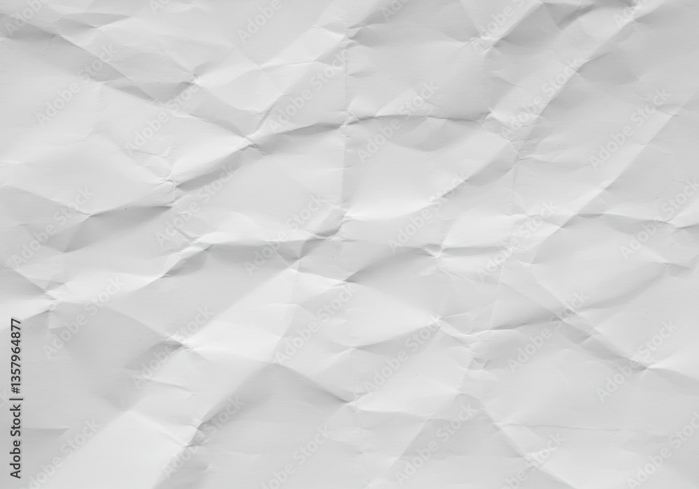 Poster a texture of crumpled white paper with visible light and shadow interplay across the creases