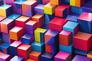 Obraz premium Colorful 3D Abstract Mosaic of Cubes Art Design