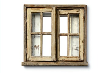 Obraz premium Vintage wooden window isolated on a white background