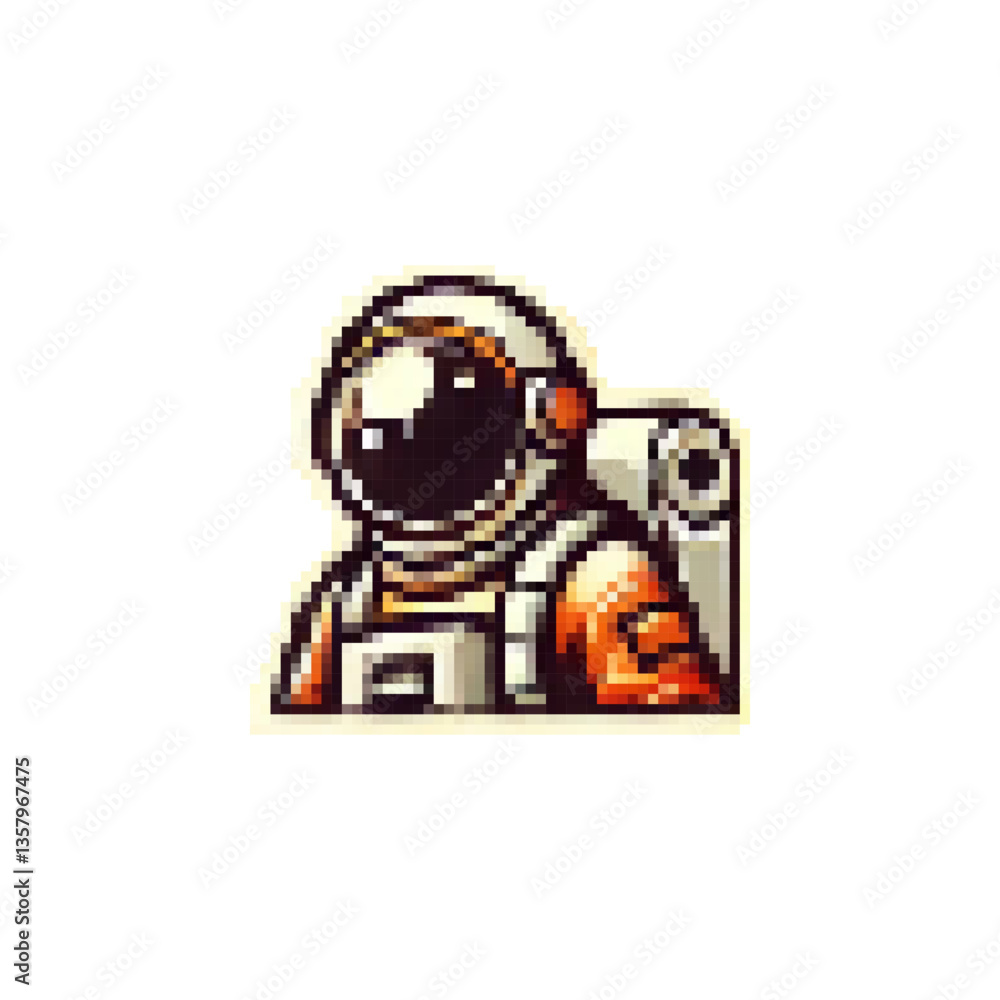Aufkleber astronaut pixel icon. man in spacesuit icon vector. space suit icon vector. pixel space retro suit l