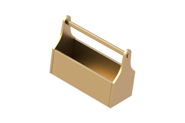 Golden old toolbox isolated on white background. 3d render