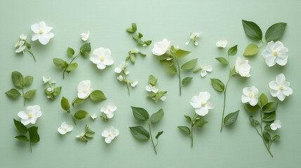 Delicate White Gypsophila Blooms on Soft Green Background