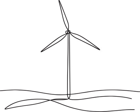 recommend clip art: Minimalist line art of wind turbine in continuous line drawing style