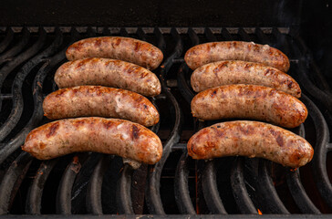 grilled sausages on the grill