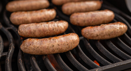 sausages on barbecue grill
