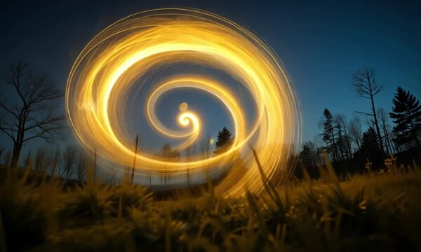 Golden Light Swirl in a Dramatic Abstract Motion