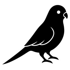 parakeet bird black silhouette vector, Simple silhouette Design vector icon with white background. Wild bird