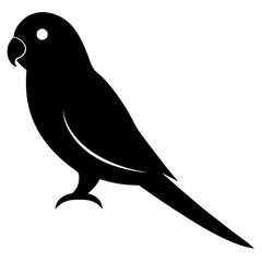 parakeet bird black silhouette vector, Simple silhouette Design vector icon with white background. Wild bird