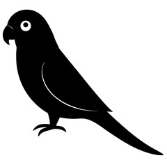 parakeet bird black silhouette vector, Simple silhouette Design vector icon with white background. Wild bird