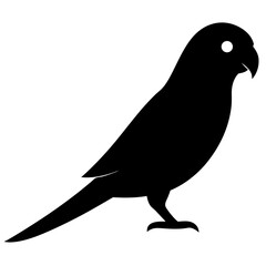parakeet bird black silhouette vector, Simple silhouette Design vector icon with white background. Wild bird
