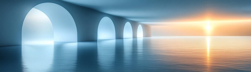 Obraz premium An architectural structure with a row of archways, creating a sense of spaciousness and grandeur