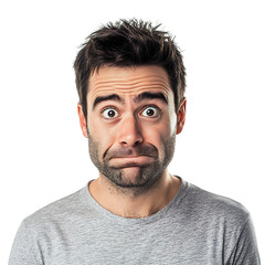 A Man with a Surprised Expression Isolated on Transparent Background