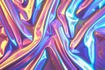 Fototapeta premium Futuristic Iridescent Rainbow Foil Abstract Surface with Luminous Texture