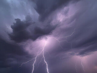 A dramatic stormy sky with lightning bolts