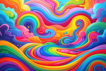 Whimsical Swirling Rainbow Landscape
