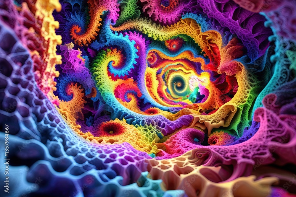 Poster intricate fractal background of colors shaping a vibrant autumn room scene in 3d rendering