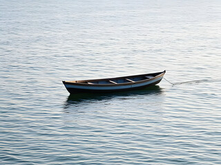 Naklejka premium Peaceful boat floating on calm waters