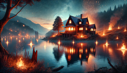 Enchanted House by the Burning Lake