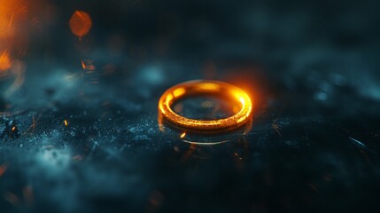 Golden Ring Abstract: Luminous Circular Shape On Dark Background