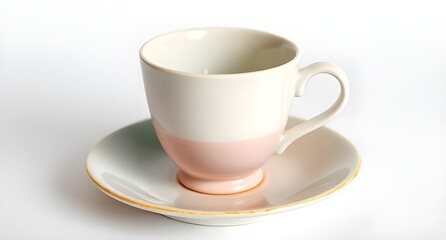 Obraz premium A Ceramic Cup and Saucer Set with a Minimalist Design on White Background