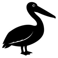 pelican bird black silhouette vector, Simple silhouette Design vector icon with white background. Wild bird