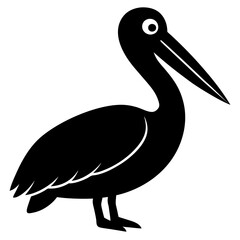 pelican bird black silhouette vector, Simple silhouette Design vector icon with white background. Wild bird