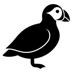 puffin bird black silhouette vector, Simple silhouette Design vector icon with white background. Wild bird