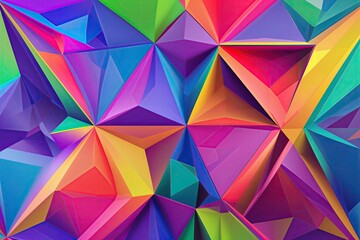 Fototapeta premium Engaging Low Poly Pentagon Background in Vibrant Rainbow Colors with Abstract Geometric Design