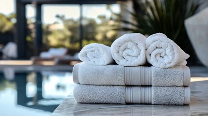 Fluffy towels a beachside ambiance evoking a relaxing holiday vibe