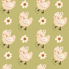 cute chick pattern . bird pattern . cute pattern with animals