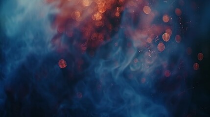 Obraz premium Abstract Blue Smoke With Bokeh Lights Background, Creative Backdrop, Modern Design
