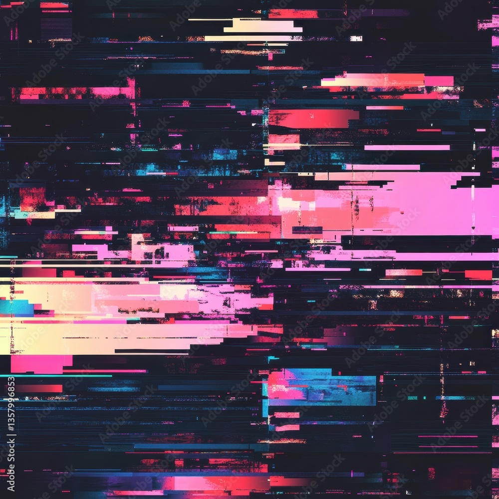 Leinwandbilder digital distortions create a seamless glitch pattern with pixelated rgb shifts and artifacts in a cy