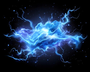 Glowing blue energy burst in dark space