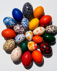 Fototapeta premium Collection of Decorated Eggs in Circular Arrangement