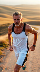 Portrait of a middle-aged man during a morning jog