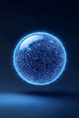 Glowing blue sphere with intricate network inside