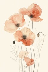 Poppy Blooms: An artistic presentation of delicate poppies in full bloom. Delicate petals and graceful stems create a soft, inviting ambiance.