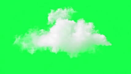 Fluffy cloud animation, transparent 4K video, green screen