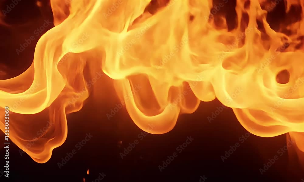 Wall mural dynamic flames and fiery waves of orange and yellow light creating an intense atmosphere of heat and