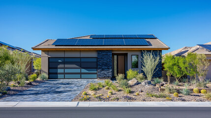 modern solar panel installed on home   solar photography  solar powered clean energy